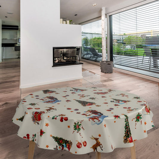 Wachstuch-Tischdecken Weihnachten Weihnachtsmann Rund 140cm