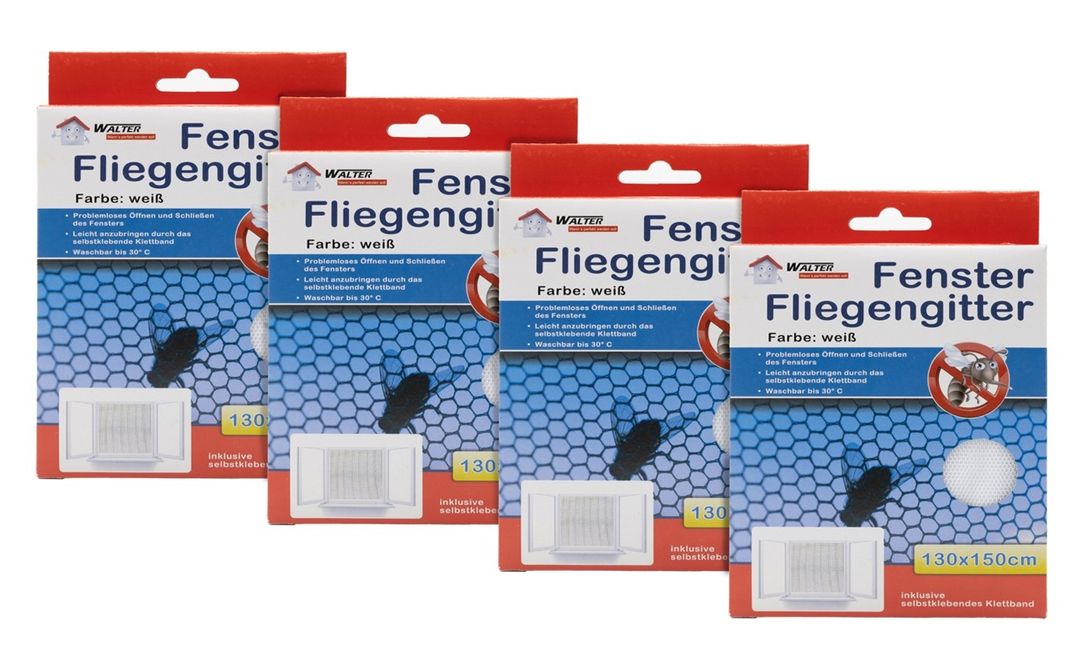 Laro Fenster Fliegengitter schwarz/weiß 4/8/20/40 Stk Insektenschutz/Pollenschutz ohne bohren