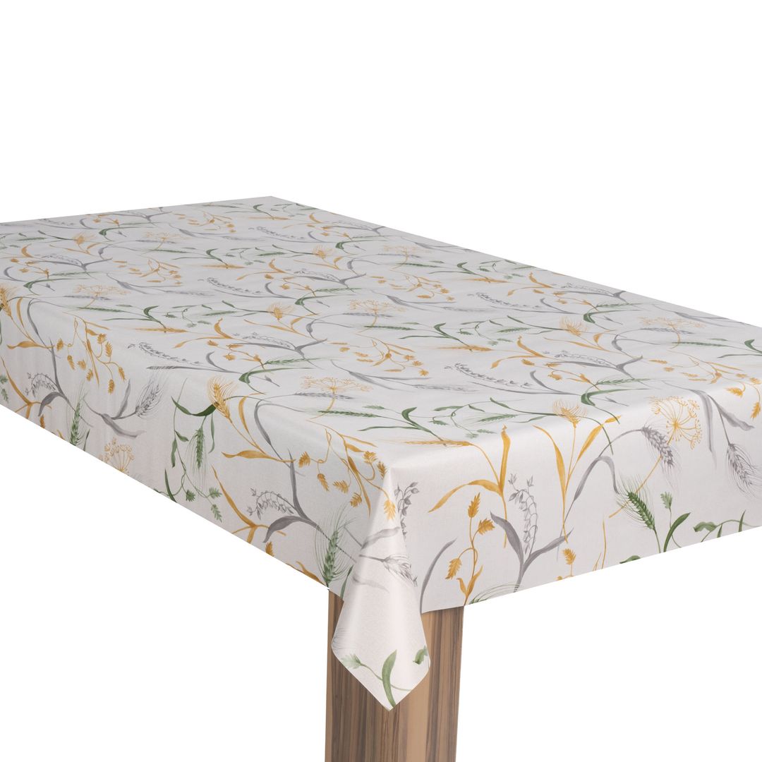 laro Wachstuch-Tischdecke Wachstischdecke Gartentischdecke Weizen Getreide Weiß