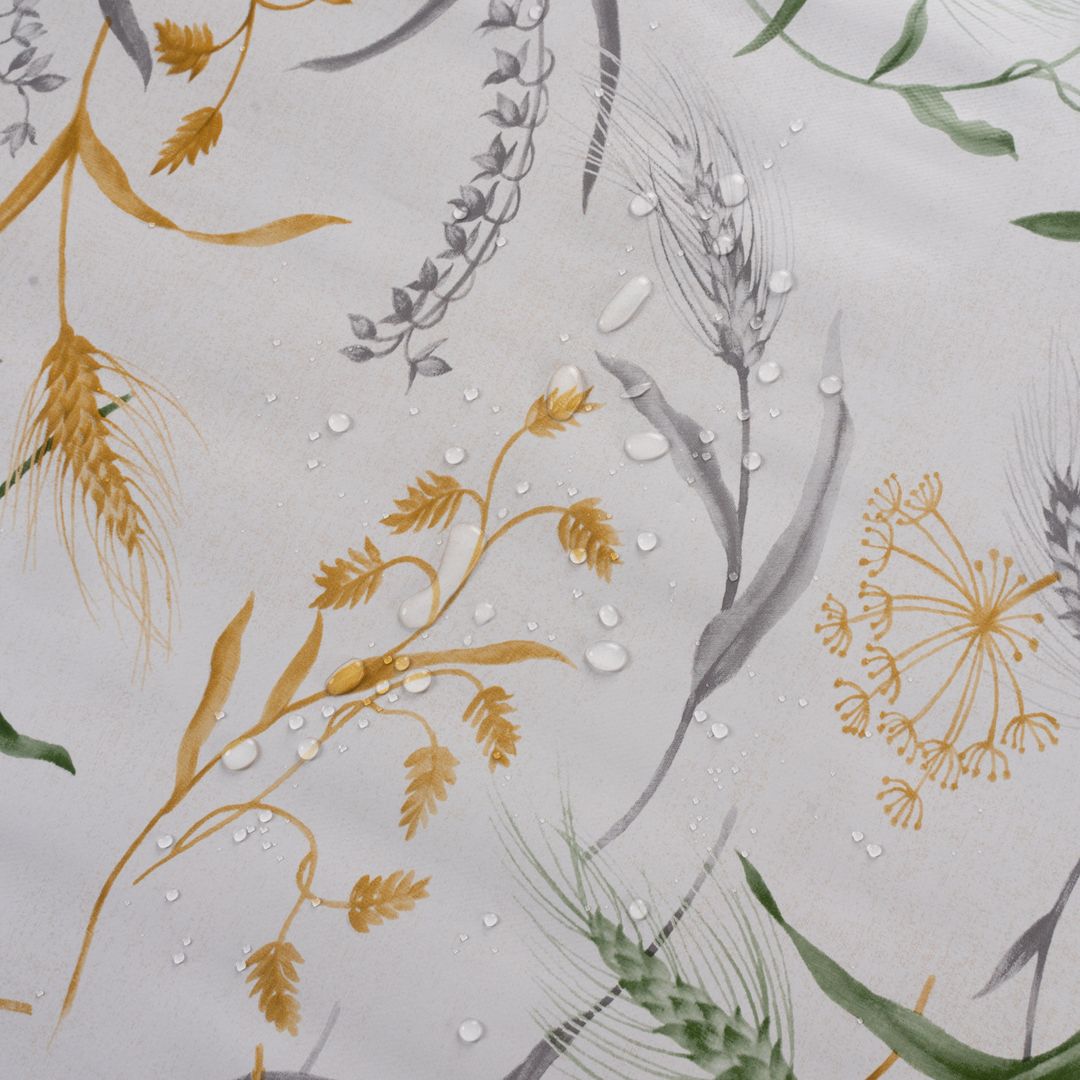 laro Wachstuch-Tischdecke Wachstischdecke Gartentischdecke Weizen Getreide Weiß