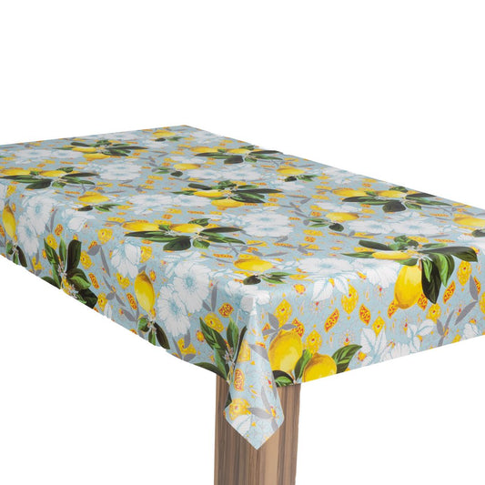 laro Wachstuch-Tischdecke Wachstischdecke Gartentischdecke Zitronen Blütenpracht