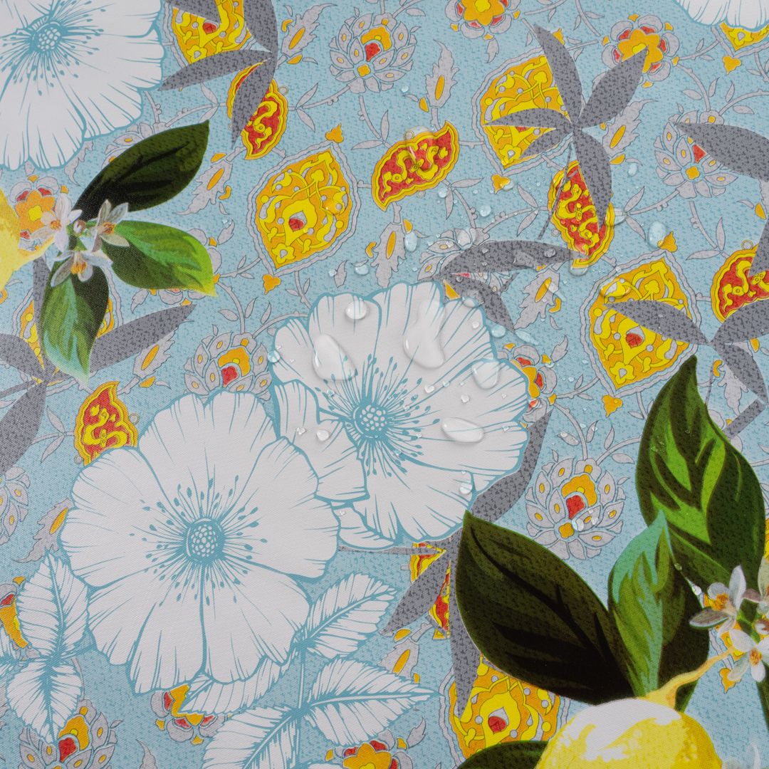 laro Wachstuch-Tischdecke Wachstischdecke Gartentischdecke Zitronen Blütenpracht