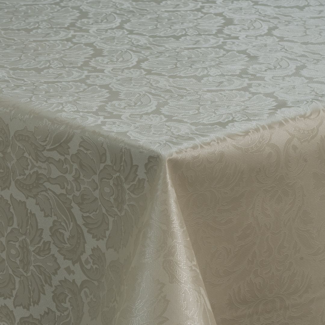 Wachstuch-Tischdecken Geprägt Relief Blumen Beige Cream rechteckig