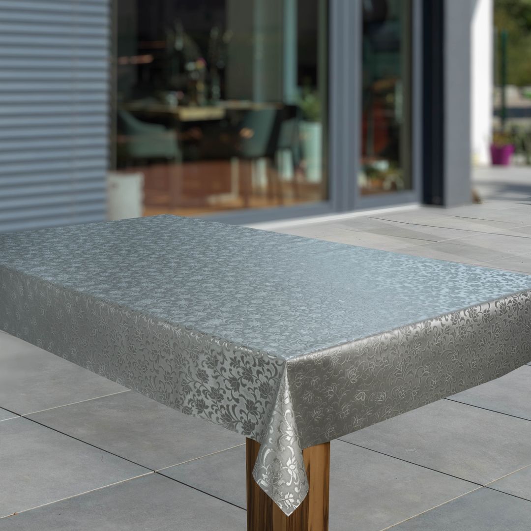 Wachstuch-Tischdecken Geprägt Relief Ornament Grau rechteckig