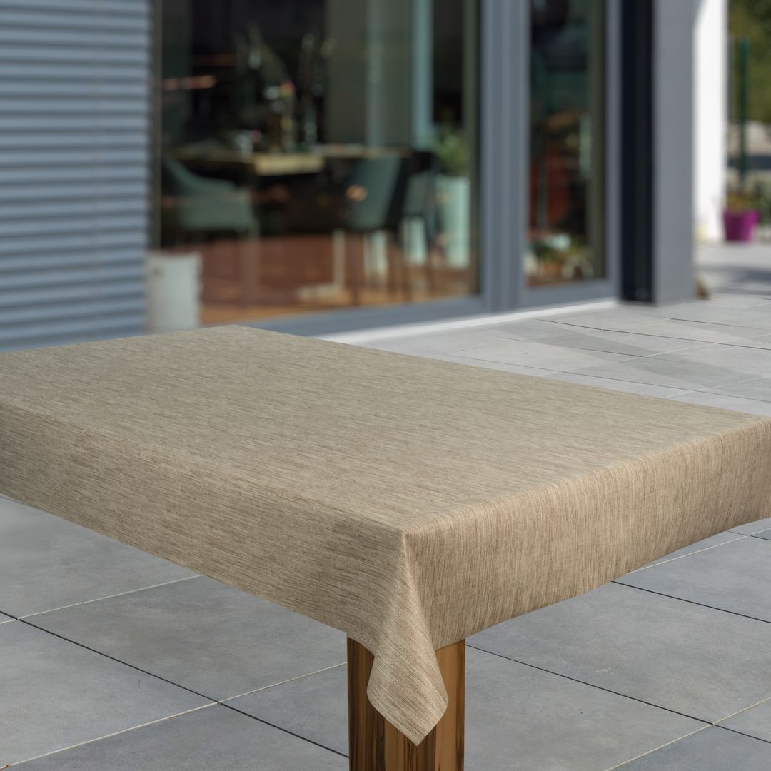 Wachstuch-Tischdecken Leinenoptik Beige Braun rechteckig