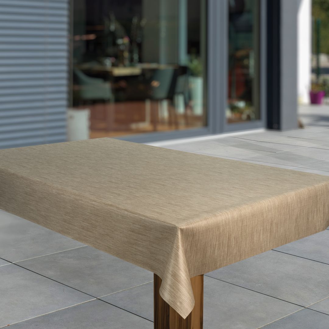 Wachstuch-Tischdecken Leinenoptik Hellbraun Beige rechteckig