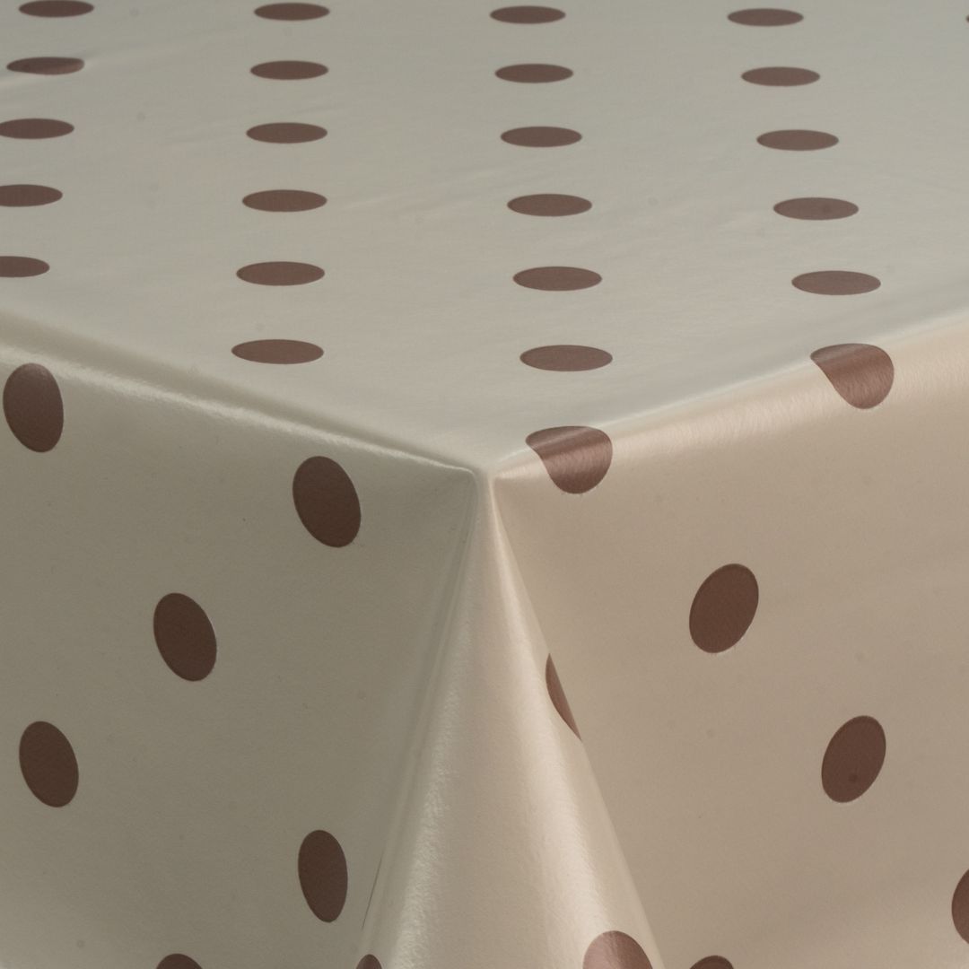 Wachstuch-Tischdecken Punkte Braun Beige Weiß rechteckig