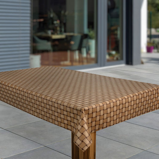 Wachstuch-Tischdecken Rattan Braun Beige  rechteckig
