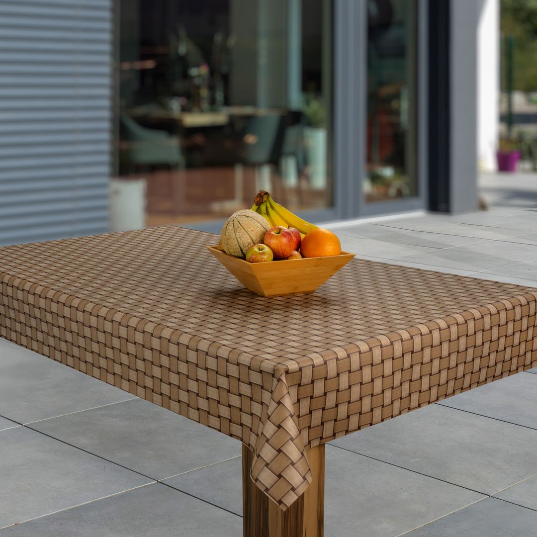 Wachstuch-Tischdecken Rattan Braun Beige  rechteckig