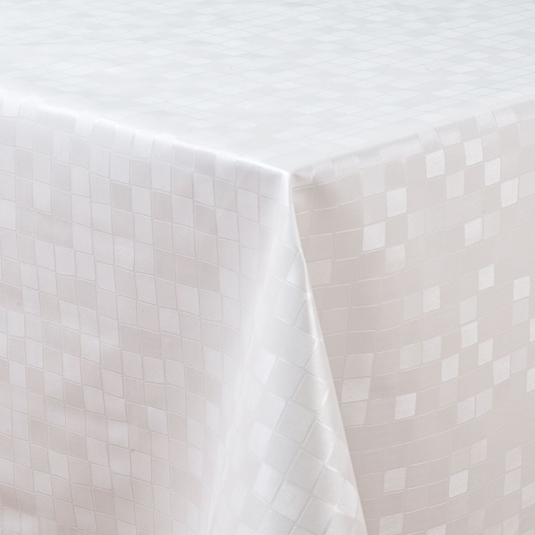 Wachstuch-Tischdecken Damask glanz weiss rechteckig