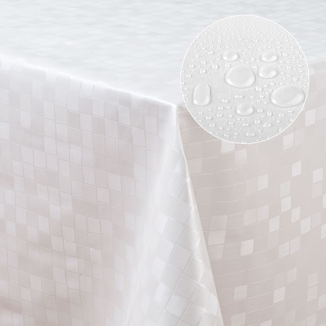 Wachstuch-Tischdecken Damask glanz weiss rechteckig