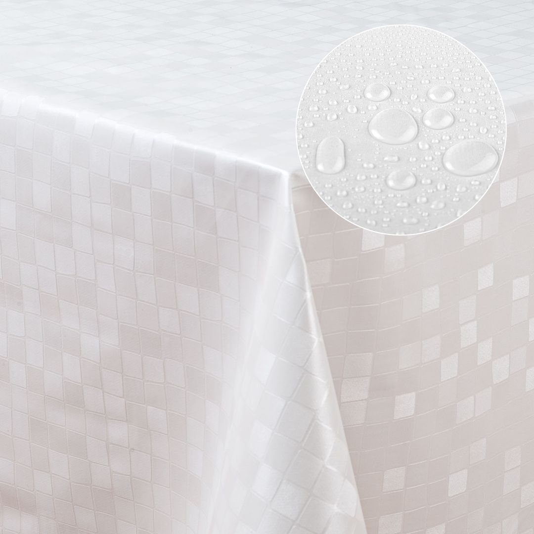 Wachstuch-Tischdecken Damask glanz weiss rechteckig