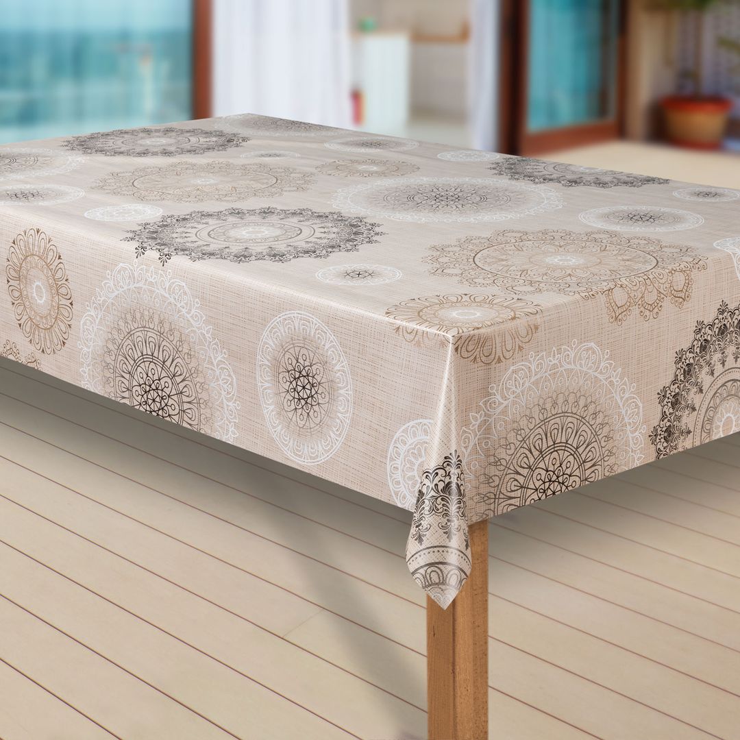Wachstuch-Tischdecken Mandala beige braun rechteckig